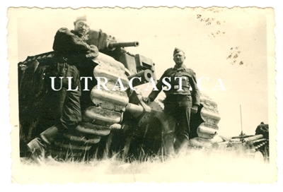 German Soldiers with Abandoned French Char B Tank Named "Meurthe" No. 315, France 1940, Original WW2 Photo