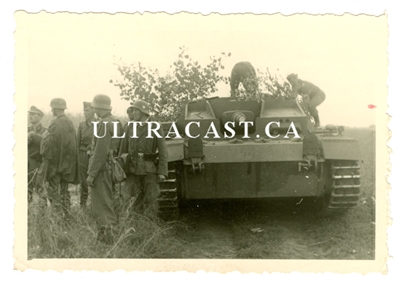 German Soldiers with StuG III Assault Gun, Original WW2 Photo