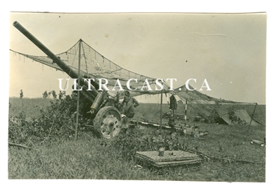 10 cm Gun under Camouflage Net, Original WW2 Photo