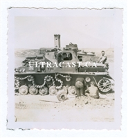 Crewman Inspects Disabled Panzer IV, Original WW2 Photo