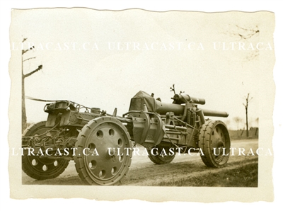 German 15 cm Gun and Limber, Original WW2 Photo