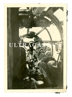 Air Crewman in He-111 Cockpit, Original WW2 Photo