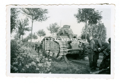 German Soldiers with Captured French Char B Tank Named "Bourgueil" No. 355, France 1940, Original WW2 Photo