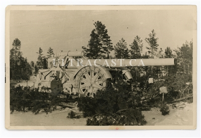 21 cm Gun with Snow Chained Wheels, Original WW2 Photo