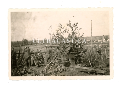 German 88 mm Gun and Crew, Looking for Targets, Original WW2 Photo