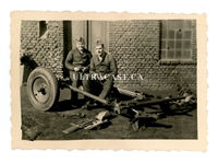 German Soldiers with Disassembled 3.7 cm Anti-Tank Gun, Original WW2 Photo