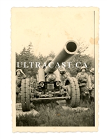 German 15 cm Artillery Sitting on Woven Artillery Mats, Original WW2 Photo
