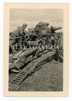 German Troops Loading a 21 cm Artillery Gun, Original WW2 Photo