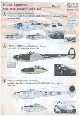 Print Scale 48-158 - P-38J Lightning, Aces over Europe (1944-45), Part 2