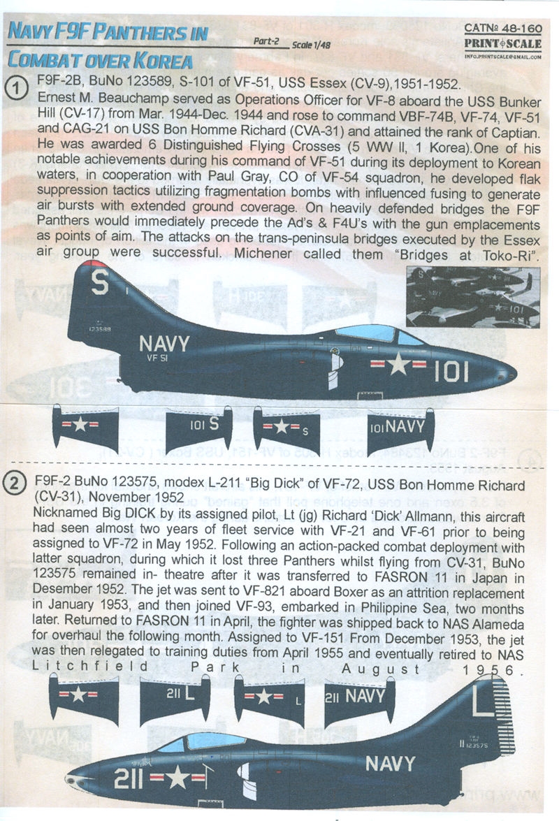Print Scale 48-160 - Navy F9F Panthers in Combat over Korea, Part 2