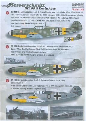 Print Scale 48-162 - Messerschmitt Bf 109 G Early Aces