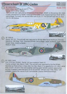 Print Scale 72-310 - Messerschmitt Bf.109G Gustav