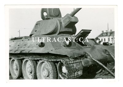 Abandoned T-34 Tank, Great Details, Original WW2 Photo