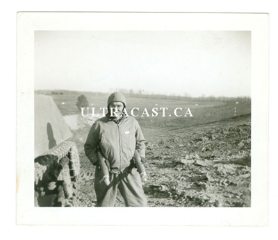 American Tank Crewman with Shells, Named on Back, Original WWII Photo