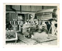 P-51 Engine Section in Workshop with Mechanics, Original WW2 Official Photo