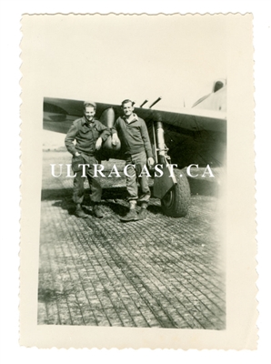 Ground Crew and P-47 Thunderbolt with Underwing Bomb, Original WWII Photo