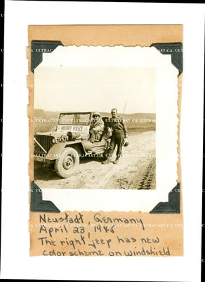 2 American Military Police with Jeep Named "Bethany", Germany 1945, Original WWII Photo