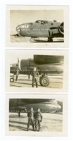 3 Photo Set, B-25 and Airmen, Original WW2 Photos
