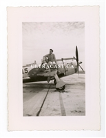 Ground Crewman on Wing of a P-47, Original WWII Photo