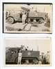 Two-photo set of US Halftrack T-30 with mounted 75mm Howitzer, Original WWII Photos