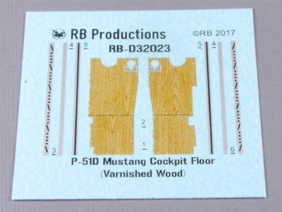 RB-Productions RB-D32023 - P-51D Mustang Cockpit Floor - Varnished Wood