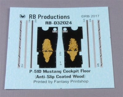 RB-Productions RB-D32024 - P-51D Mustang Cockpit Floor - Anti-Slip Coated Wood
