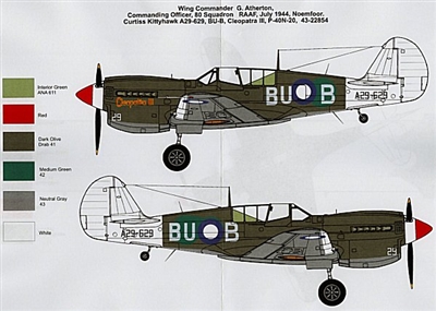 Red Roo RRD48007 - Curtiss Kittyhawk A29-629, BU-B Cleopatra III, P-40N-20, 43-2285