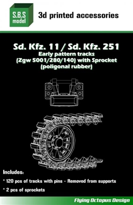 SBS 3D009 - Sd.Kfz.11 / Sd.Kfz.251 Early Pattern Tracks + Sprocket (polygonal)