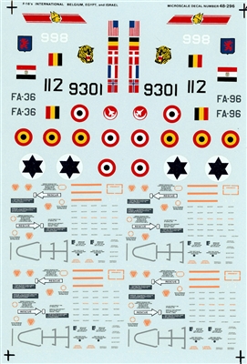 Super Scale 48-0296 - F-16A's International (Belgium, Egypt and Israel)