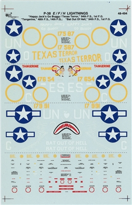 Super Scale 48-0494 - P-38E/F/H Lightnings 1st & 14th F.G.