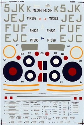 Super Scale 48-0563 - Mk IXB, LFIX, LFIXB Spitfire Aces