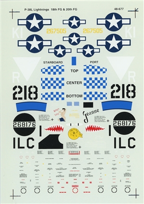 Super Scale 48-0677 - P-38L Lightnings (18th FG & 20th FG)