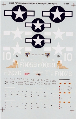 Super Scale 48-0717 - USMC Grumman F6F-5N Hellcats