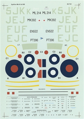 Super Scale 48-0722 - Mk IXB, LFIX, LFIXB Spitfire Aces