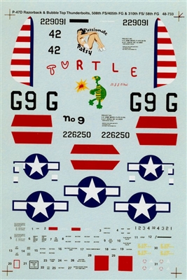 Super Scale 48-0733 - P-47D Razorback & Bubble Top Thunderbolts