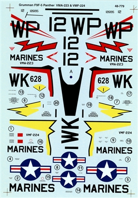 Super Scale 48-0779 - USMC F9F-5 Panthers (VMF-224 & VMA-223)