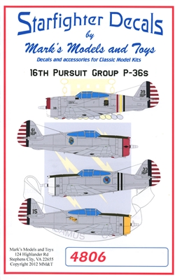 Starfighter Decals - 16th Pursuit Group P-36s