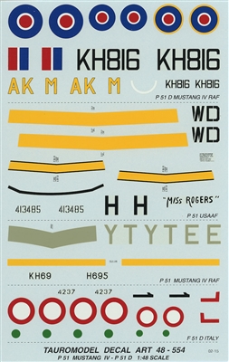 Tauromodel 48-554 - P-51D Mustang / Mustang IV RAF / F-51D Italy
