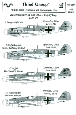 Third Group 48-059 - Messerschmitt Bf 109 #16 - F-4/Z/Trop - I/JG 27