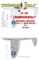 Thundercals 48-005 - P-47 Thunderbolt National Insignia Type 4 + Data Decals, Part 1