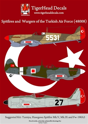 TigerHead Decals 48008 - Spitfires and Wurgers of the Turkish Air Force