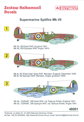 Techmod 48001 - Supermarine Spitfire Mk I/IIb
