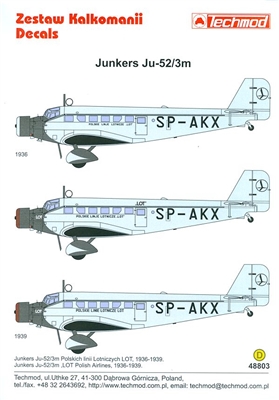 Techmod 48803 - Junkers Ju-52/3m