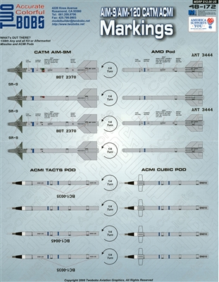 Twobobs 48-172 - AIM-9 / AIM-120 CATM/ACMI Markings