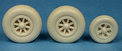 Ultracast 48227 - P-38 Lightning Wheels, Spoked Nose Wheel with Rear Cover (block tread tires)
