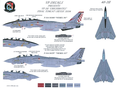 VF-Decals VF-211 - "Checkmates", Final Tomcat Cruise 2004