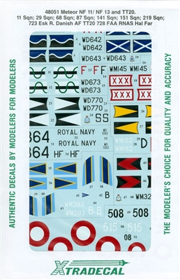 Xtradecal X051-48 - Meteor NF 11 / NF 13 and TT20