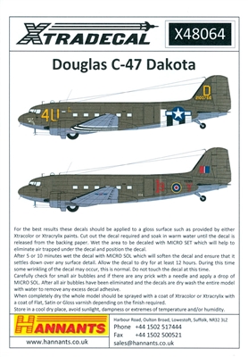 Xtradecal X064-48  Douglas C-47 Dakota
