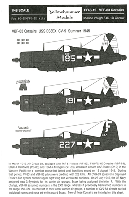 Yellowhammer Y48-12 - VBF-83 Corsairs (Chance Vought F4U-1D Corsair)