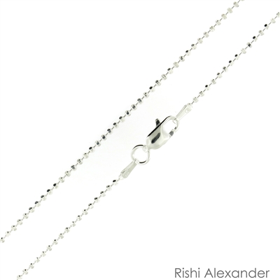 Sterling Silver Diamond Cut Ball Bead Chain 1.5mm with lobster claw clasp